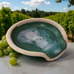 Studio Pottery Spoon Rest Handmade‎ Glazed Farmhouse Trinket Dish Rustic Cabin